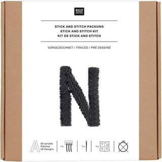 Stick and Stitch Stickpackung Alphabet grafisch vorgezeichnet Schwarz