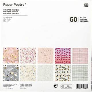 Paper Poetry Origami Crafted Nature 15x15cm 50 Blatt - Mehrfarbig