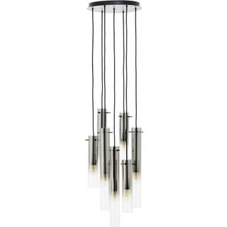 Hængelampe Glasini, Ø 32 cm, røggrå, 7-lys, glas
