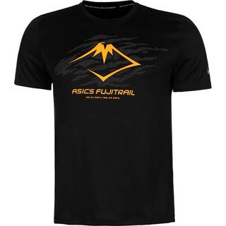 Asics Men's Fujitrail Logo Short Sleeve Top Performance Black/Carbon/Fellow Yellow, S