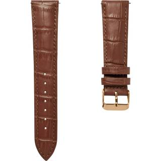 21mm Lysebrun Urrem i Krokodille-Præget Læder med Rosenguldfarvet Spænde – Quick Release