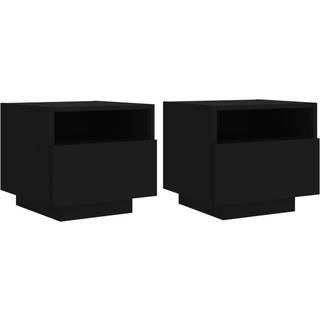 Sengebord Med Led-Lys 40X39X37 Cm - 2 / Sort