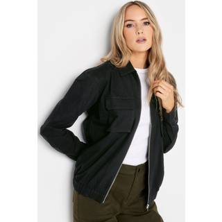 Long Tall Sally Long Tall Sally Black Collared Bomber 100% Cotton Jacket