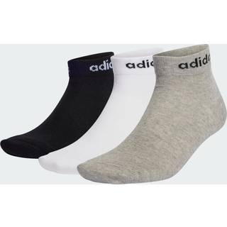 Think Linear Ankle sokker, 3 par - Medium Grey Heather / White / Black - 28-30