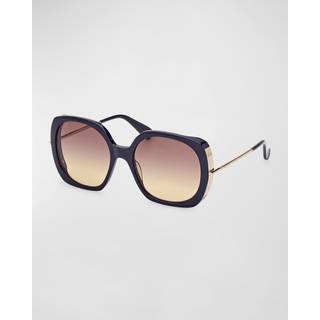 Max Mara Kvinde MM0079 MALIBU9 90F Solbriller Acetat Blå Brun Sommerfugl Normal Skygge
