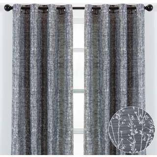 Chanasya Premium 2 -panel blomster jacquard teksturerede gardiner med grommets til Windows stue sovev?relse kontor - delvis v?relse m?rkere gardi