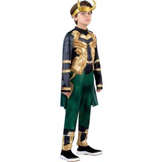 Marvel Loki Official Youth Halloween -kostume - Polstret jumpsuit med aftagelig kappe og plastikhovedstykker (r) Multi