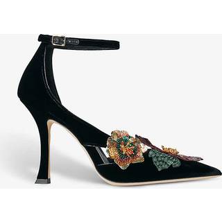 Jimmy Choo Azara 100 floral-appliquÃ© velvet pumps - black - EU 38.5