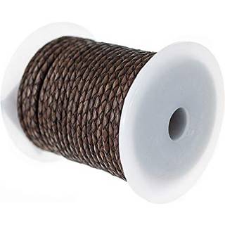 Craft County Round Braided Leather Jewelry Craft Cord - Halskæder Bælter Armbånd Håndværk og smykkefremstilling (mørkebrun 3 mm x 5 meter)