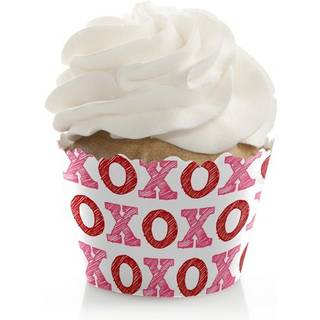 Stor prik af lykke samtalehjerter - Valentinsdag Party Decorations - Party Cupcake Wrappers - Sæt på 12