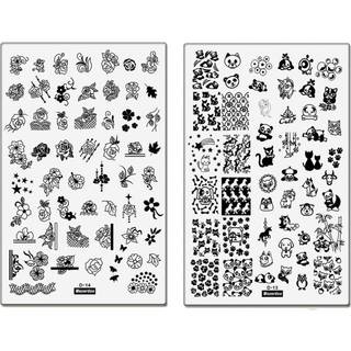 2stk blomsterdyr enhjørning serie negle stempling skabelon planter negle stempling plader søde katte panda ræv manikyr negl kunst billed plade bl