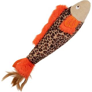 Smartykat Instinkter Happynip Fin Frenzy Fish Kicker Crinkle Plush Cat Toy Indeholder Catnip & Silvervine - Orange/Beige One Størrelse