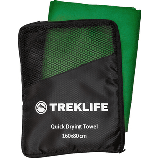 Hurtigtørrende microfiber håndklæde - 160x80 cm - Treklife - Mørkegrøn