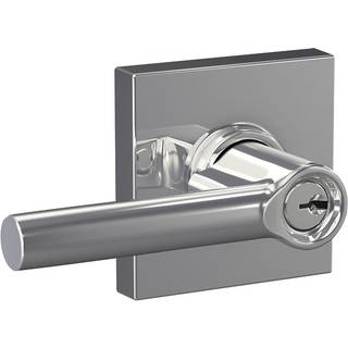 Schlage F51A BRW 625 Col Broadway Lever med Collins Trim Keyed Entry Lock Bright Chrome