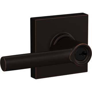 Schlage F51A BRW 716 Col Broadway Lever med Collins Trim Keyed Entry Lock Aged Bronze