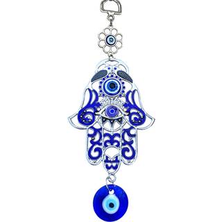 Blue Evil Eye Unik hult design Hamsa Hand Wall Hanging Ornament (med en BetterDecor Pouch) -023