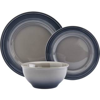 Mason Craft & More Festival Middags Collection-Round Durable Stenteware Bold Farverig Ombre Glasurplader Skåle 12 Stykke Festivalens middagssæt i