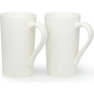 Smilatte 20 oz stora kaffemuggar M007 Plain Tall Ceramic Cup med handtag för pappa män set av 2 vita