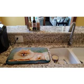 """" Caroline's Treasures MH1055DDM Pomeranian Full Body Dish-Drying-Mats 14x21 Multicolor """"