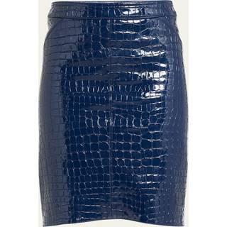 Tom Ford Croc-effect leather midi skirt - blue - S