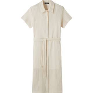 A.P.C. Ribbed-knit cotton midi dress - white - L
