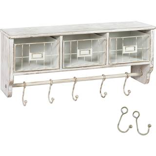 HBCY kreationer v?gmonteret hylde med frakke kroge og kurve solid tr? indgangsarrang?r v?g hylde med kroge - hang frakker n?gler eller kaffekrus