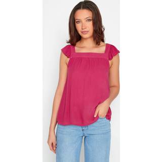 Lts Tall Pink Crinkle Frill Top 26 Lts | Tall Women's Summer Tops