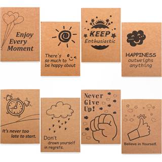 8 Pack Cute Kraft Notebooks 8 Designs Mini Pocket A6 Notebook Journal Notepad Feela Foret Lille Motivation Blank Journal Bulk For Women Kids Stud