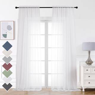 Aiyufeng 108 tommer hvide rene vinduesgardiner til bondeg?rdstanglommet Voile Window Treatment Lodrette paneler til studiev?relse/sovev?relse/stu