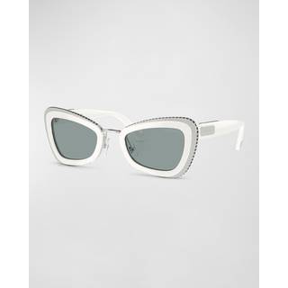 Swarovski Kvinde SK6012 1012/1 Solbriller Acetat Hvid Grå Geometrisk Normal