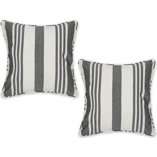 Sort bold chambray stripe genanvendt bomuldspude cover 18x18 sæt/2