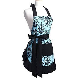 G2Plus Mothers Forklæder til kvinder med lommer Ekstra lange bånd Vintage Damask forklæde perfekt til køkkenkogning og havearbejde 28 x 27 tommer