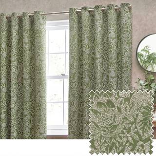 Wylder Wylder Olive Bali Botanical Jacquard Eyelet Curtains
