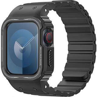Dux Ducis OA Series - Apple Watch 9/8/7/6/5/4/3/2/1/SE -45/44/42mm - Magentisk silikone urrem med cover - Sort
