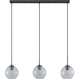 Lindby Firano hængelampe, 110 cm, 3 lyskilder, antracit, glas
