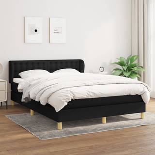 kontinentalseng med madras 140x190 cm stof sort