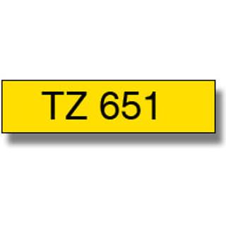 Brother TZe-651 Sort tekst / Gul tape 24 mm x 8 m tape - Kompatibel
