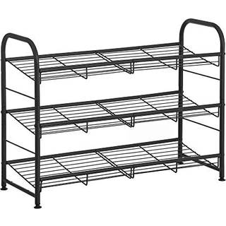 Songmics 3-lags skostativ, stabelbar skoopbevaringsarrangør, hold op til 12 par, stål, 68,5 x 27,5 x 49,5 cm, til høje hæle, trænere, hjemmesko, i ind