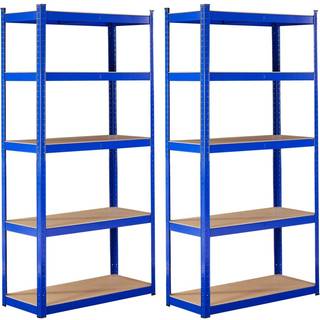 Arebos® 2x Kraftig reol 180 x 90 x 30 cm, værkstedsreoler - bæreevne 875 kg - blå