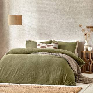 Yard Yard Olive Boucle Textured Duvet Cover Set