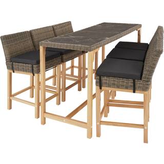 Polyrattan barbord Lovas med 6 stole Latinan - natur