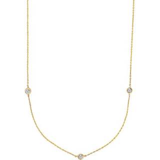 Siersbøl 14kt. guldhalskæde med 3 x dia. 0.01ct W/SI