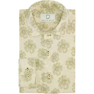 Flower print linen shirt l/s