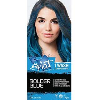 Splat Bolder Blue 1 Wash Midlertidig h?rfarve 1,5 oz. Enkelt applikationskam applikator og hurtig t?rformel vasker let vegansk og grusomhedsfri m