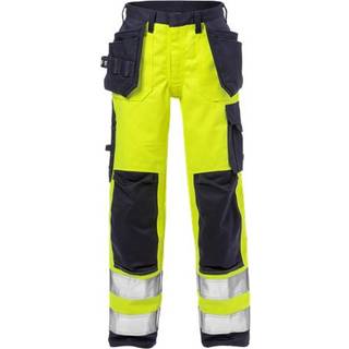 Fristads 125950 Flame Hi Vis håndværker bukser dame kl.2 2589 / Håndværkerbukser / Arbejdsbukser Hi-Vis gul/Marine 48