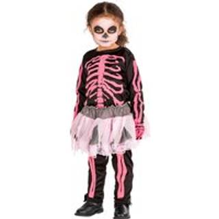 Pink skelet børnekostume Halloween - 140 (10-12y)