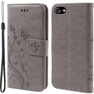 iPhone 7/8/SE (2020)/SE (2022) Butterfly Series Flip Cover med Pung - Grå