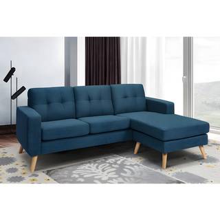 Vendbar sofahjørnesofa i mørkeblåt stof BARTOLOME
