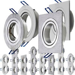 2xGU10 Lampe - Runde, Aluminium Børstet