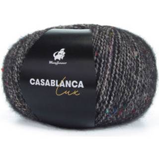 Mayflower Casablanca Lux 03 Granit Indhold: 28% polyakryl, 27% alpaka, 13% uld, 13% bomuld, 10% polyamid og 9% polyester Vægt/længde: 50g= ca. 225 meter Anbefalede pinde: 3½-4 mm Strikkefasthed: 18 masker x 27 rækker Vaskes i hånden, tåler ikke blegning eller tørretumbling, tørres fladt.